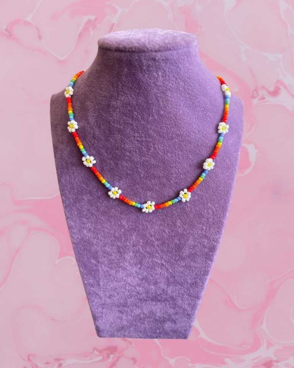 1 Piece Colorful Flower Beads Necklace